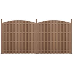 Helloshop26 - Lot de 2 pièces de clôture barrière brise vue brise vent bois composite wpc demi-cercle arrondi brun 185 x 376 cm 03_0006592 - 300182_0