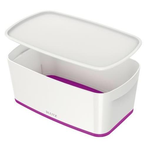 Leitz boîte MyBox Small avec couvercle en ABS - Blanc fond Violet - 5L_0