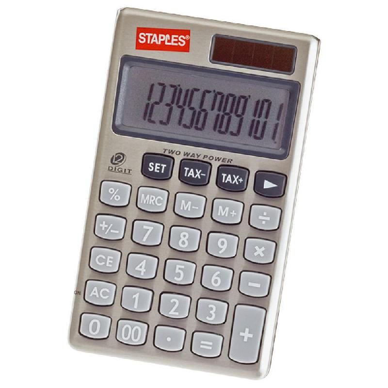 STAPLES CALCULATRICE DE BUREAU STAPLES DUAL POWER GLOBAL PLUS  - 12 CHIFFRES