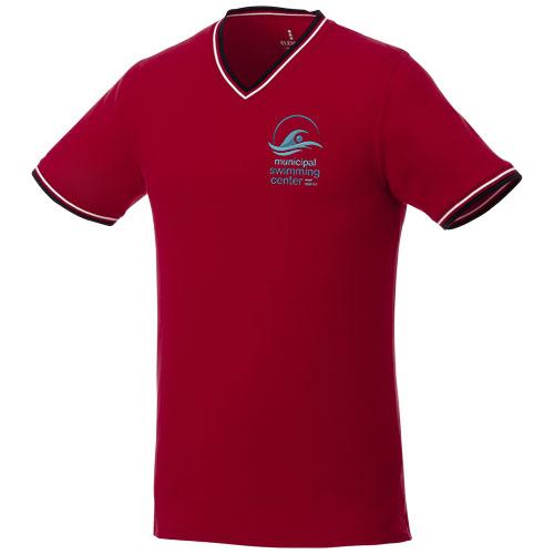 T-shirt maille piquée manches courtes homme Elbert - col V en coton 180 g/m² avec finition contrastée_0