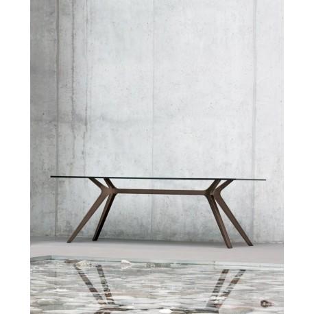 Table de réunion DR - fabricant Frezza - bois ou verre - structure en noyer massif_0