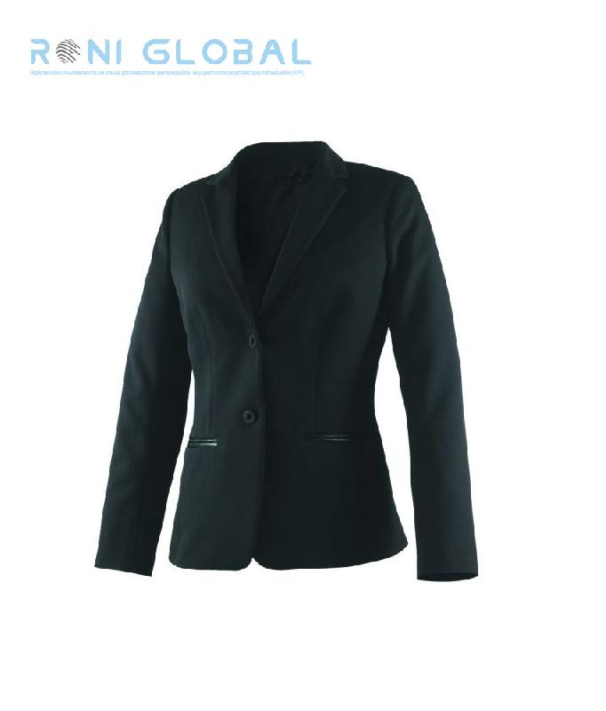 Veste de service noire femme doublée - Coupe slim fit en polyester avec 3 poches - AMANDE ROBUR_0