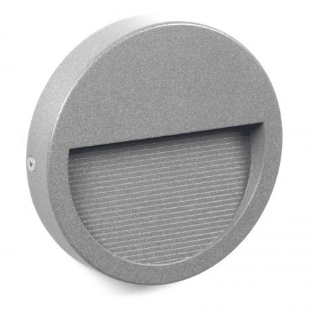 Applique murale encastrée slim ronde - IP65 - LED SMD 4W - 544 lumens - 3000K - fixation en saillie - gris - faisceau asymétrique_0
