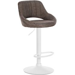 CLP Tabouret de bar Milet en Tissu et Pied métal Marron/Blanc - marron textile 321278_0