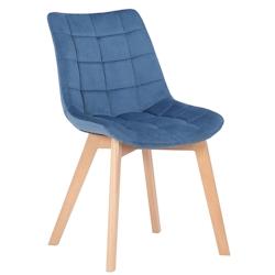 Décoshop26 - Chaise de salle à manger x1 rembourrage généreux en velours bleu piètement en bois 10_0002080 - bleu 3000250831918_0
