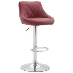 Décoshop26 - Tabouret de bar en synthétique bordeaux pivotant avec repose-pieds coutures décoratives 10_0000110 - 3000878769600_0