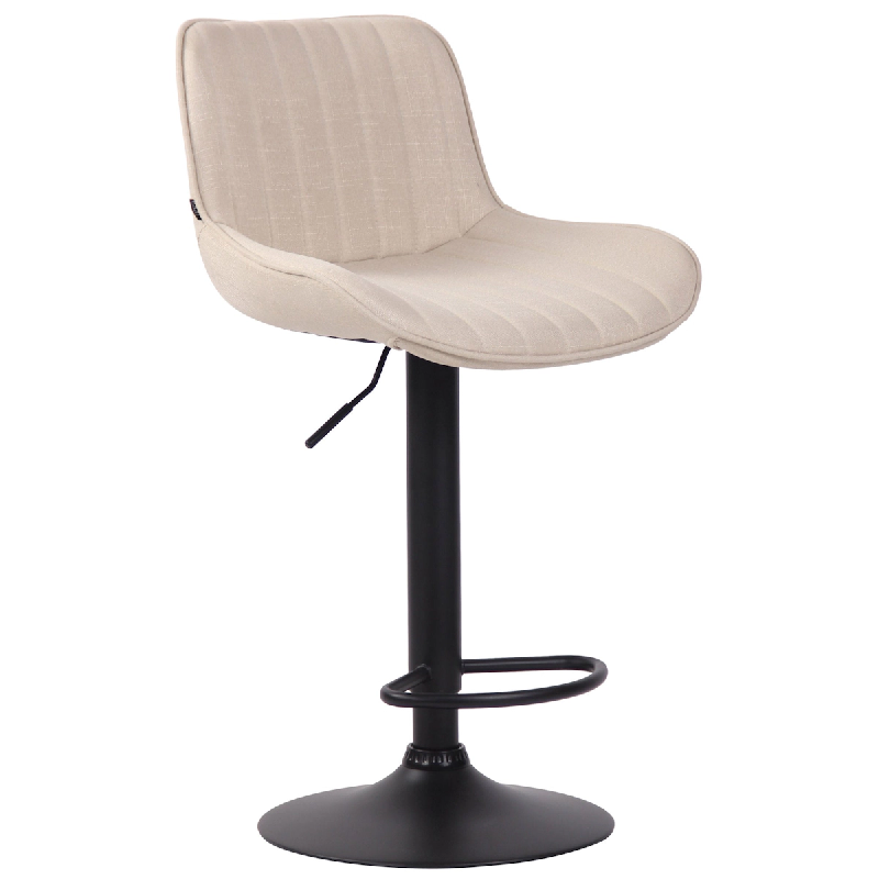 Décoshop26 - Tabouret de bar en tissu crème pied métal noir réglable en hauteur et pivotant pied trompette 10_0000684 - noir 3000748669603_0