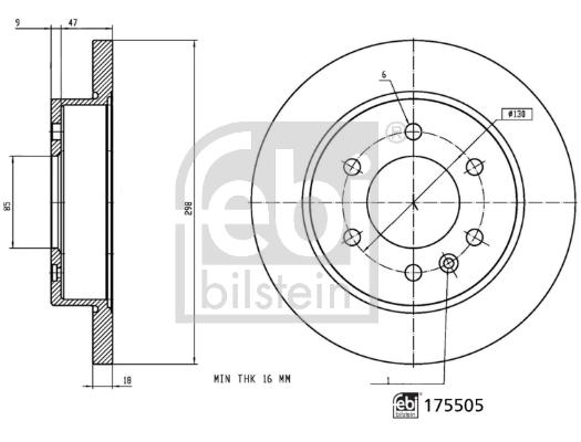 Disque de frein FEBI BILSTEIN 175505 - Arrière - Plein - Boîte de 1 disque_0