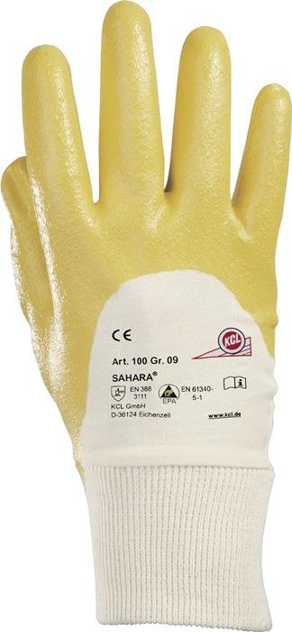 Gant Sahara 100 taille 9 jaune tricot de coton avec nitrile EN 388 catégorie EPI II HONEYWELL_0