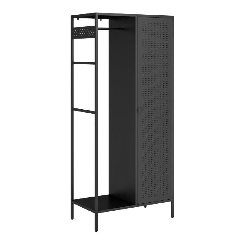 Helloshop26 - Armoire étagère 180 x 80 x 45 cm meuble de rangement de chambre avec 4 étagères acier noir 03_0008877 - noir acier 3000224388929_0