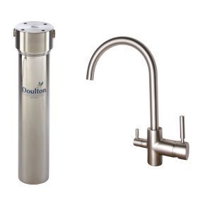 Filtre eau potable Doulton HIS 3040 - sous évier, inox brossé, cartouche Ultracarb - hauteur 30 cm x diamètre 7 cm_0