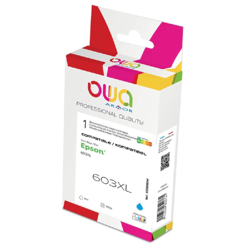 OWA K20808OW Cartouche d'encre remanufacturée compatible EPSON 603XL - Cyan_0