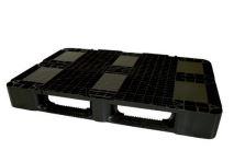 Palette en plastique - plateau ajouré - 1200x800 mm - 300 kg - recyclable - coloris blanc ou noir_0