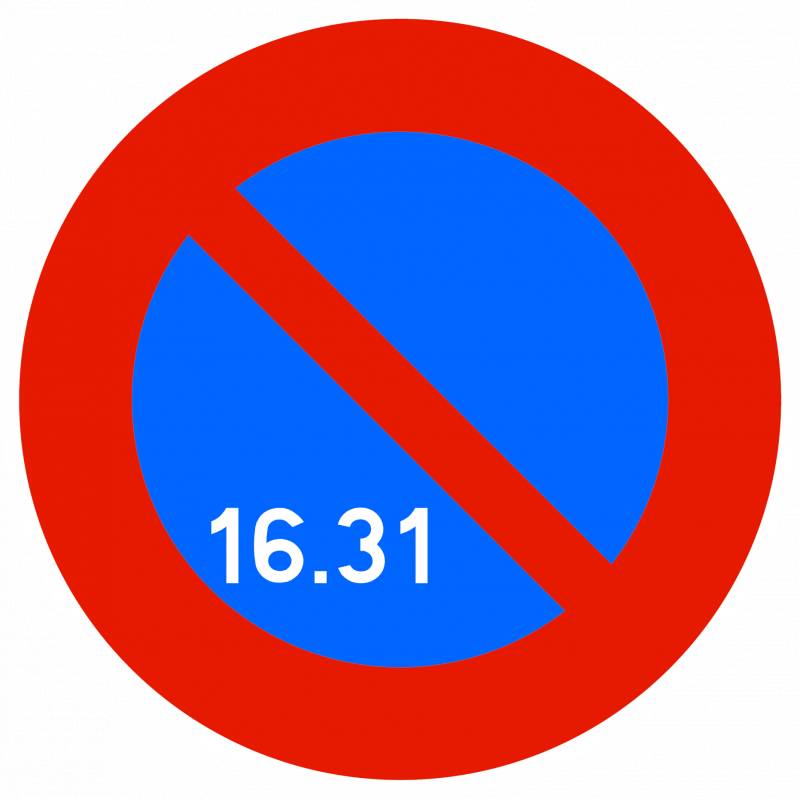 Panneau de stationnement B6a3 - Interdiction de stationner du 16 au 31 du mois_0