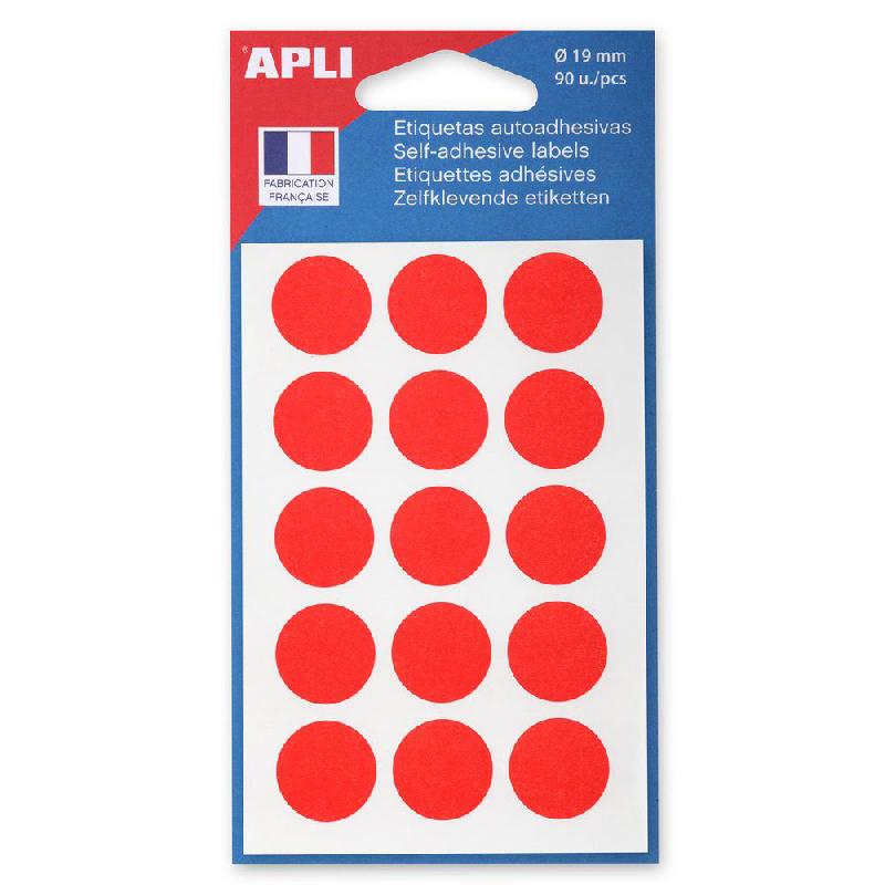 PASTILLES ADHESIVES DE COULEUR AGIPA - Ø 19 MM - POCHETTE DE 90 - COLORIS ROUGE