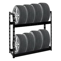 PROREGAL Étagère à pneus TIGER, HxLxP 100x110x35cm, Charge max. 150kg, Jusqu'à 8 pneus, 2 niveaux, Noir, Porte-Pneu, rack à pneus - noir acier RT24-02_0