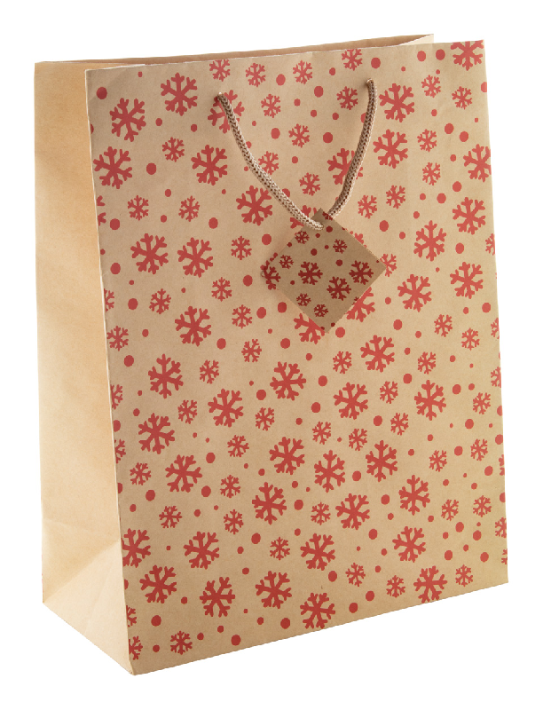 Sac cadeau Noël en papier kraft - grand format avec motif de Noël et étiquette cadeau_0