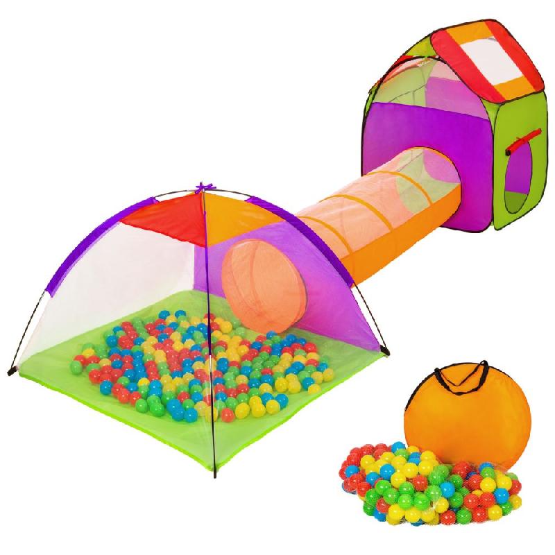 TENTE ENFANT TENTE IGLOO ET TUNNEL 200 BALLES ET SAC MULTICOLORE JEUX JOUETS 08_0000340_0