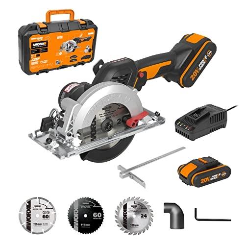 WORX 18V (20V MAX) 120 MM - Scie circulaire sans fil WX531.1, moteur sans balais, multi-matériaux, PowerShare_0