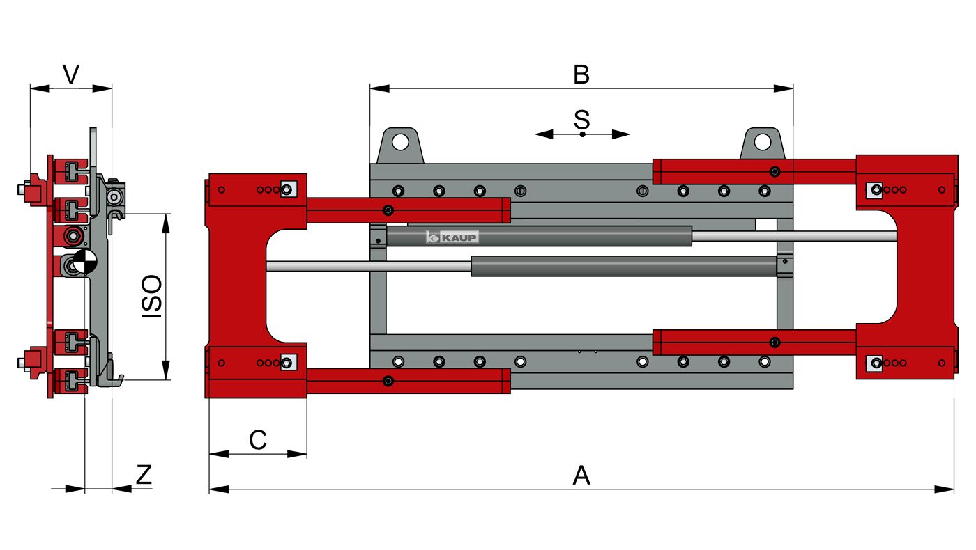 1T410Z - Écarteurs et ajusteurs de fourche KAUP - Capacité : 1500 kg - Avec déplacement latéral permanent_0