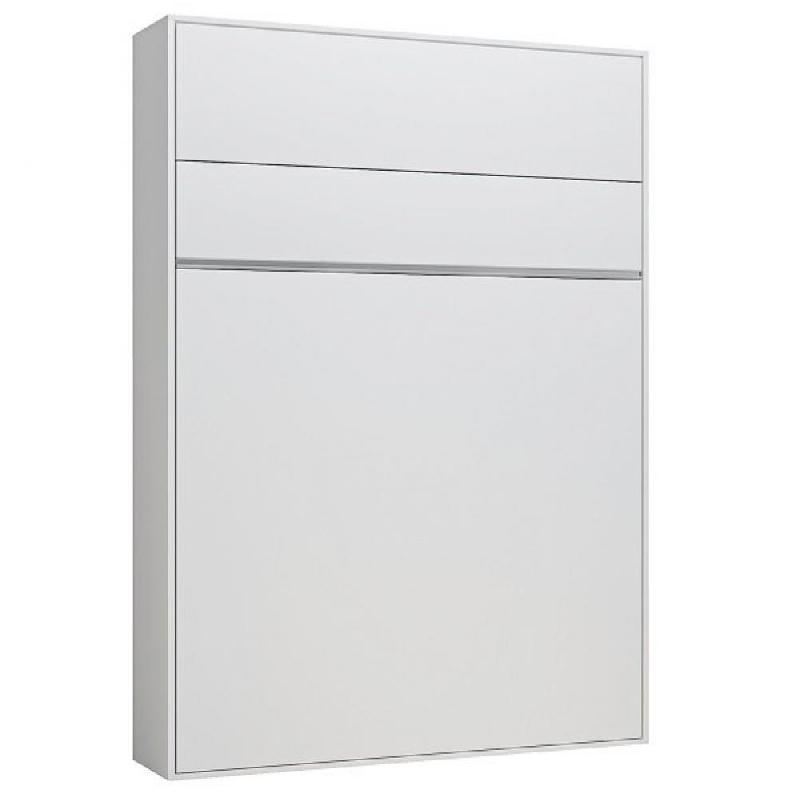 Armoire lit escamotable Genius blanc mat - ouverture assistée - couchage 140x200 cm - fabrication européenne_0
