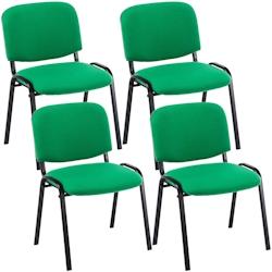 CLP Lot de 4 chaises visiteur Ken en tissu Vert - vert textile 313005_0