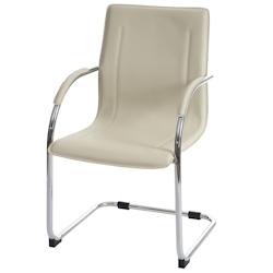 Décoshop26 - Chaise de salle à manger bureau avec coutures décoratives et accoudoirs en acier et PVC crème 04_0006356 - 3000261664871_0