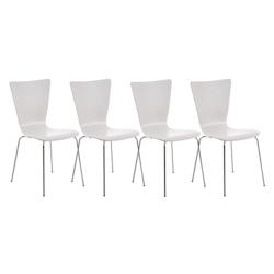 Décoshop26 - Lot de 4 chaises de cuisine salle à manger empilable en bois blanc et structure stable à quatre pieds en métal 10_0003166 - blanc 300_0