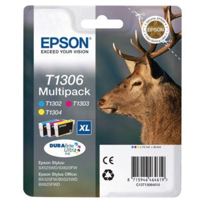 Epson T1306 ''Cerf'' Cartouche d'encre originale DURABrite Ultra Pack 3 couleurs (C13T13064012) - Cyan, Magenta Jaune_0