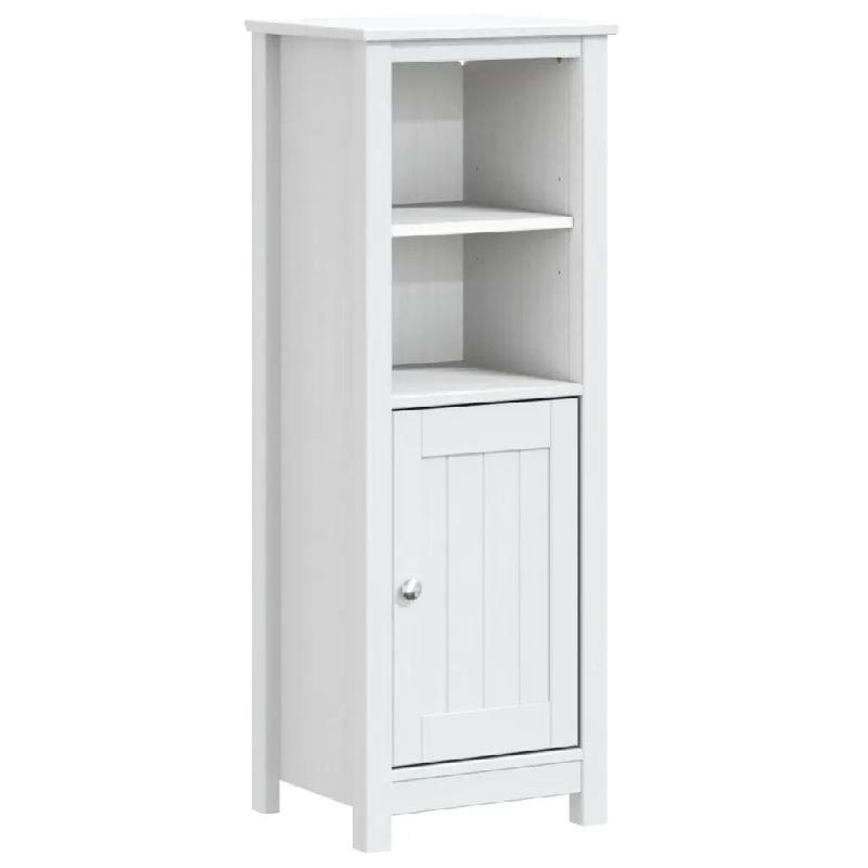 Helloshop26 - Armoire de salle de bain rustique avec 4 étagères rangement 40 x 34 x 110 cm en pin massif blanc 02_0047337 - blanc métal 3000234718891_0