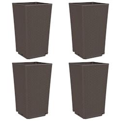 Helloshop26 - Jardinière bac lit surélevé plantes fleurs jardin terrasses lot de 4 32,5 x 32,5 x 57 cm polypropylène marron 02_0039112 - 3000218059972_0
