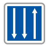 Panneau de signalisation indication - Section de route à trois voies affectées - C29c_0