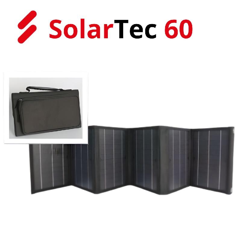 Panneau solaire portatif pliable SolarTec 60 - 60W 18V 3.3A - 6 pans monocristallins - USB A/C - câble DC - Protec - Compact et performant_0