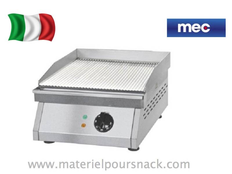 Plancha nervurée électrique Mec PE400R - Acier inox - Thermostat 0-300°C - Puissance 3 kW_0