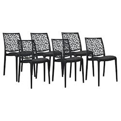 RATTATAN Lot de 6 chaises en polypropylène avec coussin, empilables, design moderne pour cuisine, salle à manger, bar ou restaurant – Anna – Noi_0