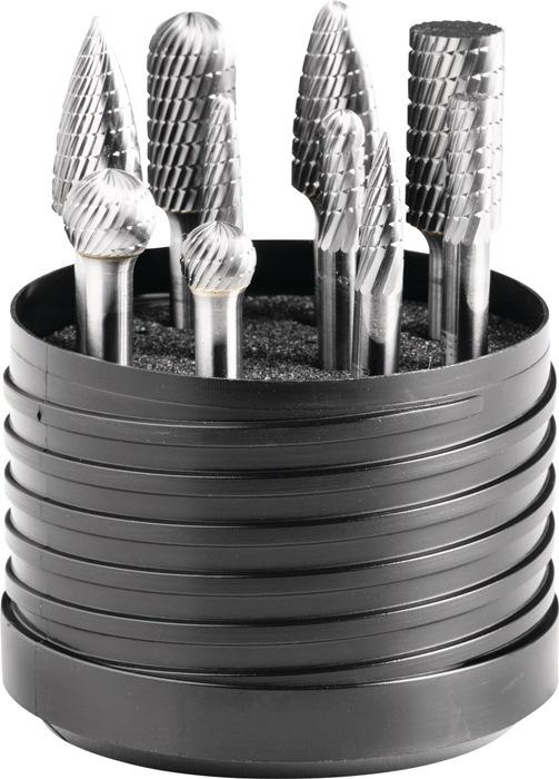 Set de fraises sur tige D. De la tige 6 mm 10 pièces carbure engrènement 3 boîte en plastique solide PFERD_0