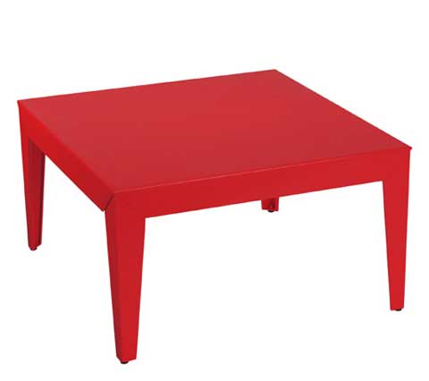 Table basse carrée Zef rouge mat - acier ou aluminium - usage intérieur et extérieur_0