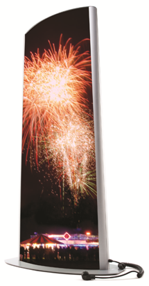 Totem lumineux ARCUATO® - incurvé, double face, éclairage LED ou tube fluorescent - changement facile avec profilés clic-clac_0