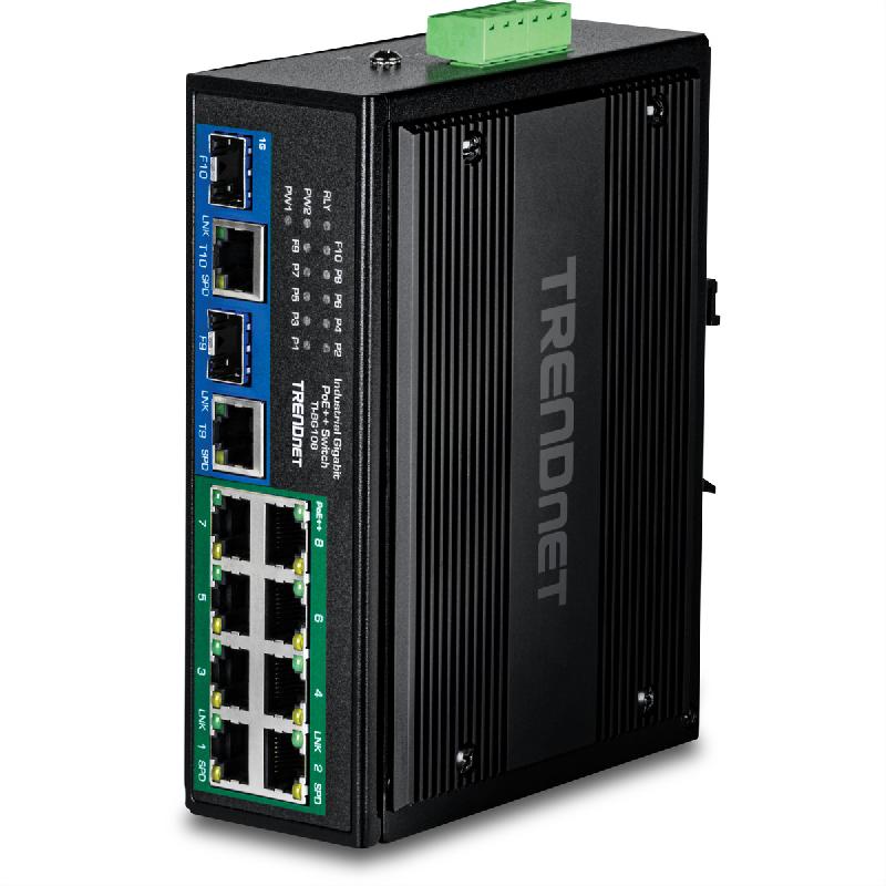 TRENDnet TI-BG108 Switch Rail DIN PoE++ 400W Gigabit industriel à 10 ports_0