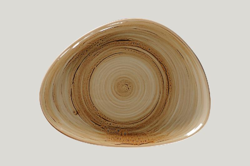 ASSIETTE COUPE PLATE TRIANGULAIRE BEIGE PORCELAINE 32,6X25 CM RAKSTONE SPOT