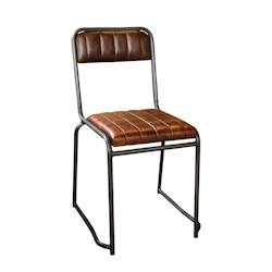 Antic Line Créations Chaise écolier assise et dossier cuir dark brown L52 X P45 X H81 Assise H46 - marron cuir CS1186_0
