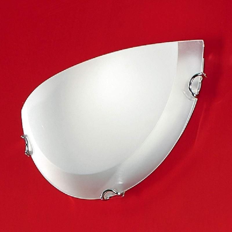 ORION APPLIQUE MURALE AGADA, VERRE OPALIN, CHROME, SEMI-CIRCULAIRE