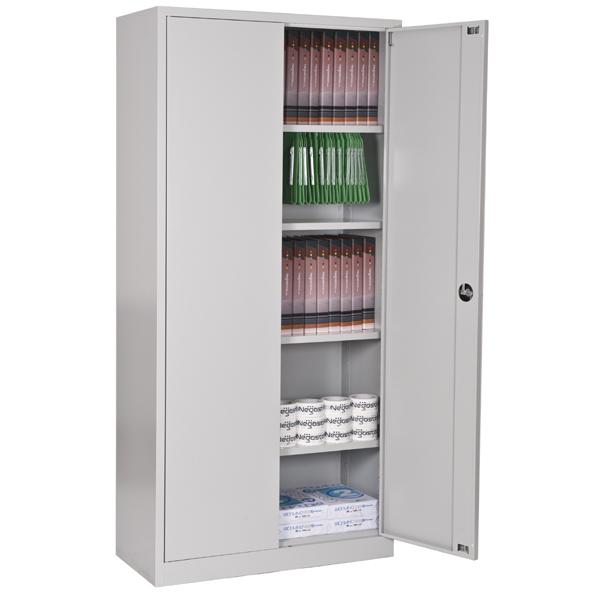 Armoire métallique à portes battantes - H180 x L80 x P38 cm - 4 tablettes réglables - Fermeture 2 points_0