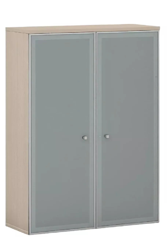 Armoire portes battantes en verre, cadre alu avec serrure - 3 étagères - hauteur 158 cm So Madrid_0