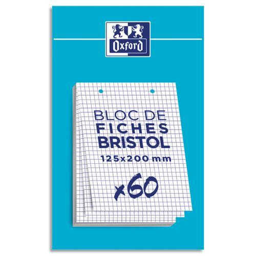 BLOC DE 60 FEUILLES BRISTOL OXFORD - PERFOREES - 12,5 X 20 CM - 210G - 5X5 - BLANC