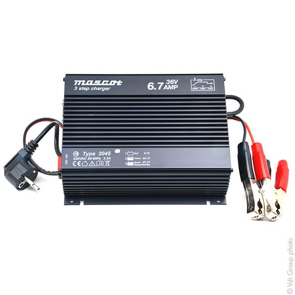 Chargeur plomb 36V/6.7A 230V Mascot 2045 - pinces crocodiles - intelligent_0