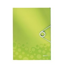 CHEMISE À ÉLASTIQUE 3 RABATS PLASTIQUE WOW LEITZ 23,5 X 32 CM DOS 2,5 CM VERTE