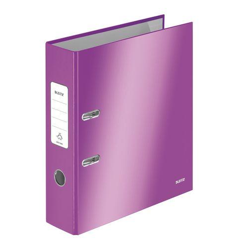 CLASSEUR À LEVIER CARTONNÉ LEITZ WOW A4 - DOS 8 CM VIOLET