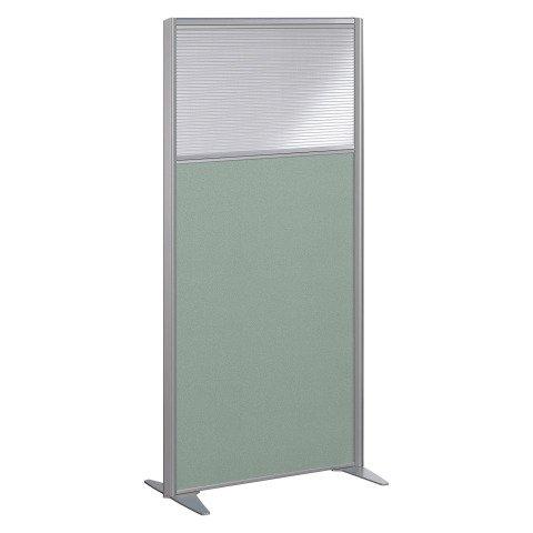 CLOISON B-ZEN ACOUSTIQUE SEMI VITRÉE TISSU TONAL VERT - H 180 X L 81 CM CADRE GRIS ARGENT -SANS PIED