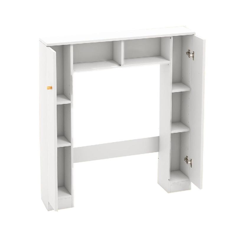 COSTWAY Armoire de toilette, armoire de salle de bain, étagère de toilette avec étagères réglables, 87,5 x 18 x 98 cm (blanc) - blanc Bois manufa_0